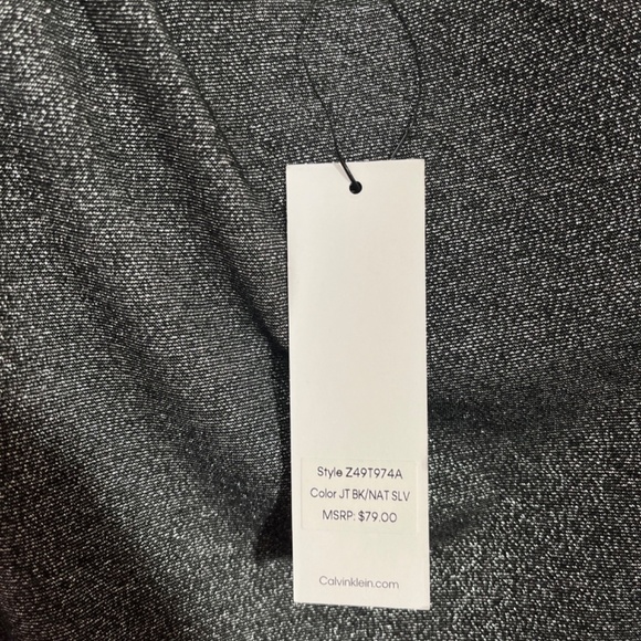 CALVIN KLEIN Black Metallic with Asymmetrical pleats Top Small - Picture 7 of 10